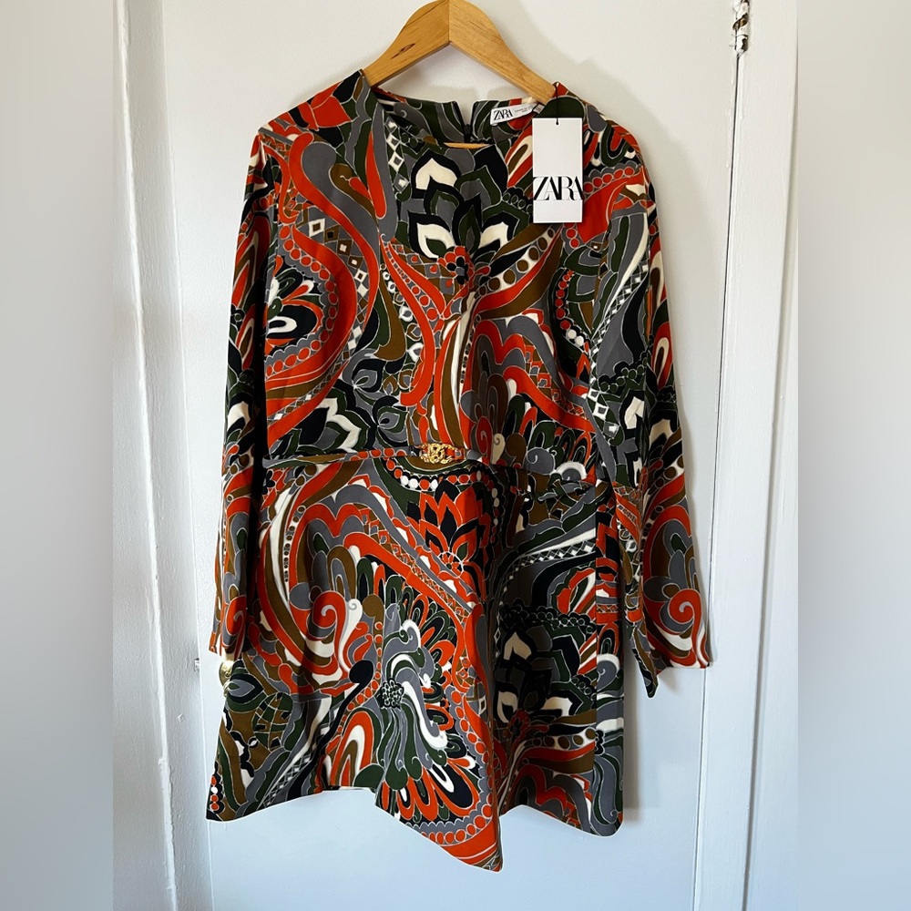 NWT Zara Paisley mini dress with belt